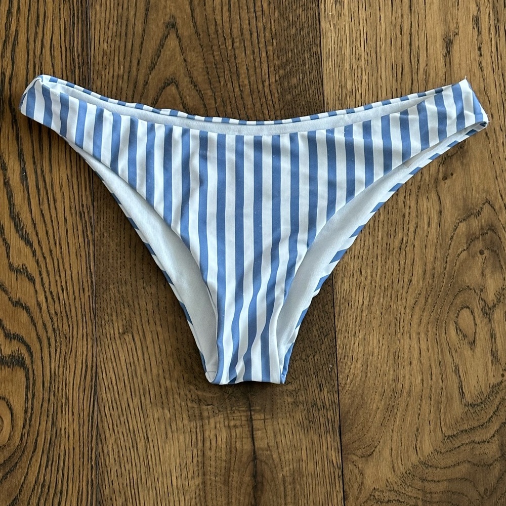 Blue and White Striped Bikini Bottom